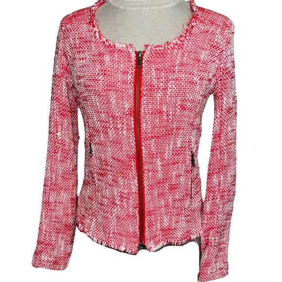 Joie Coral Red/White/Off White Fitted Jacket Small - Picture 1 of 6